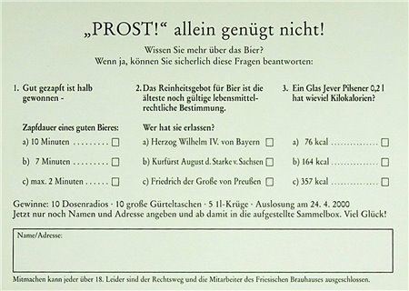 Teilnahmekarte (Tag des Deutschen Bieres 2000)
