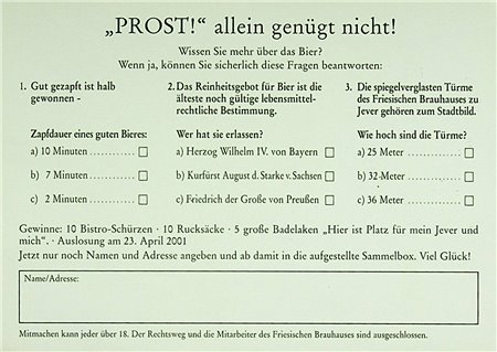 Teilnahmekarte (Tag des Deutschen Bieres 2001)