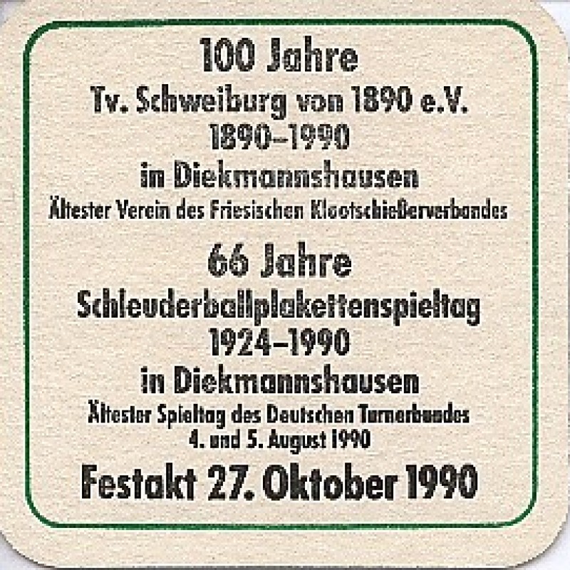 Bierdeckel (100 Tv. Schweiburg von 1890 e.V.)