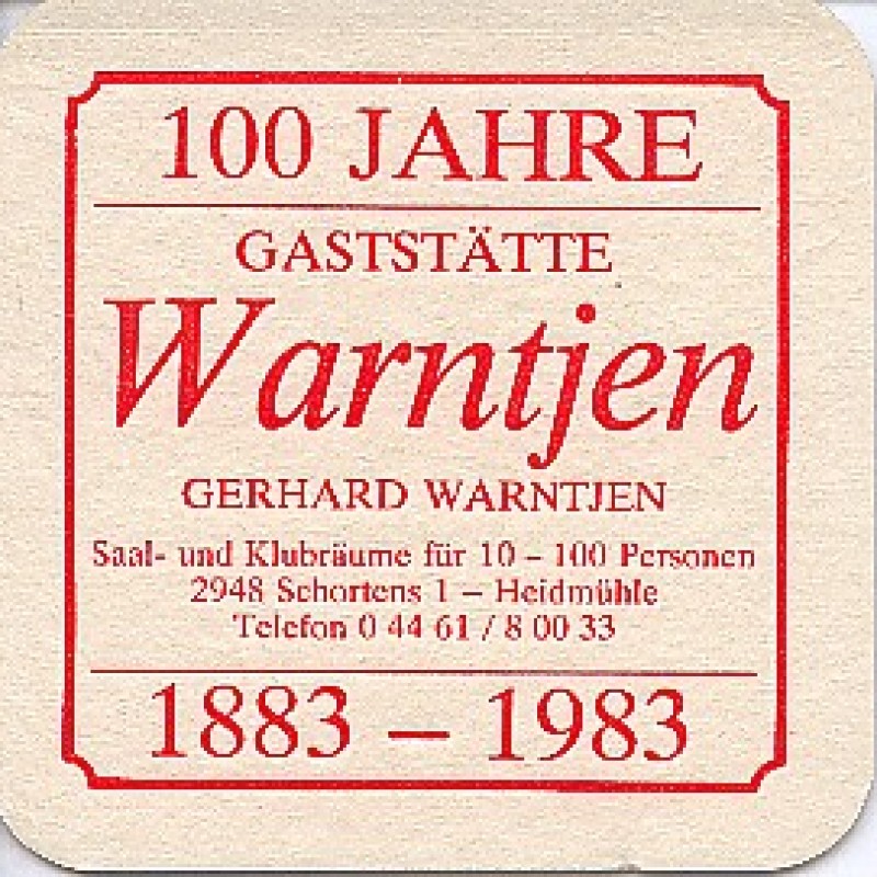 Bierdeckel (100 Jahre Gastst&auml;tte Warntjen)