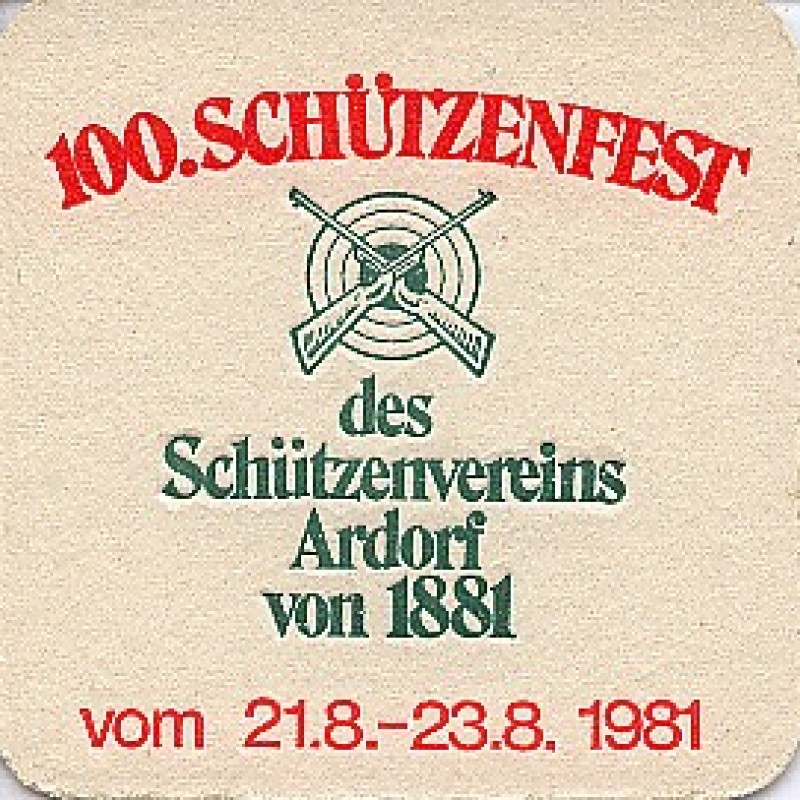 Bierdeckel (100. Sch&uuml;tzenfest Sch&uuml;tzenverein Ardorf)