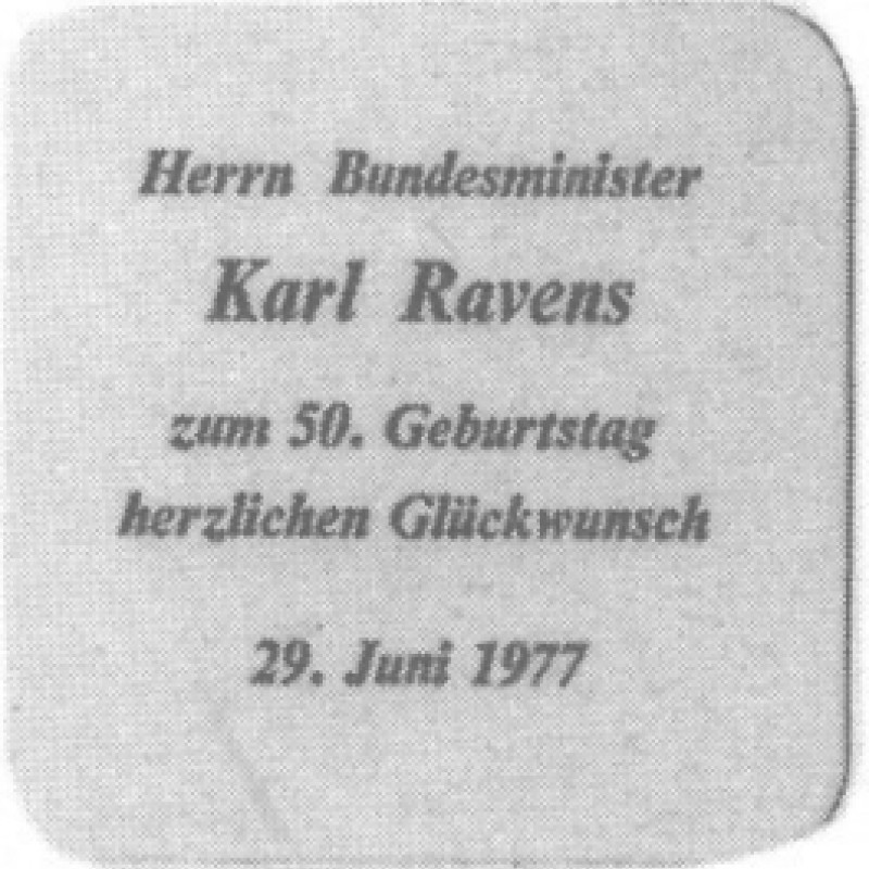 Bierdeckel (50. Geburtstag Karl Ravens)